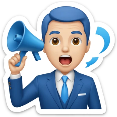 A blue Telegram emoji style of trump shouting sticker