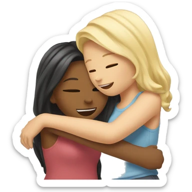 blonde and brunette girl best friends hugging sticker