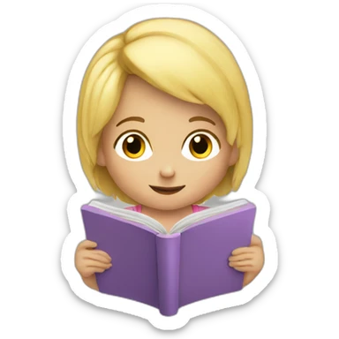 a blonde kid reading a book sticker