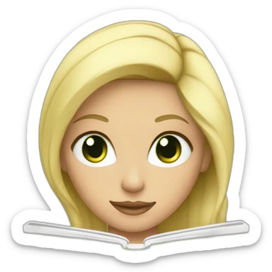 blonde green eyed girl with macbook sticker