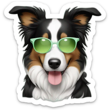 puppy border collie with glasses sniffing mojito sticker