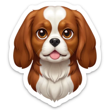 Cinematic Comical Blenheim Cavalier King Charles Spaniel Portrait Emoji, Head tilted dramatically with an exaggeratedly shocked or offended expression, short, silky Blenheim coat with bold chestnut and white patches, wide, expressive brown eyes filled with exaggerated disbelief, Simplified yet hilariously expressive features, highly detailed, glowing with a slightly sassy glow, high shine, dramatic yet playful, stylized with an air of attitude, bright and endearing, soft glowing outline, capturing the essence of a sassy and over-the-top pup, so meme-worthy it feels like it could side-eye its way into internet fame instantly! sticker