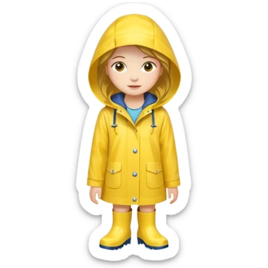 Girl in a yellow raincoat and rain boots  sticker