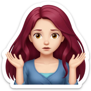 Beautiful long burgundy haired girl, shrugging shoulders sticker