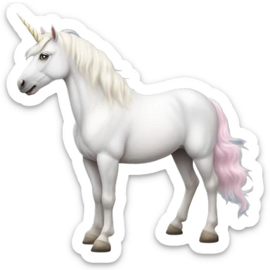 Fullbody realistic four-legged White unicorn with pastel color mane  sticker