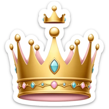 A luxurious golden crown with light pink accents and elegant details, featuring a prominent empty space  sticker