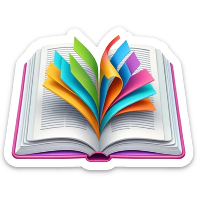 open magazine with colorful pages sticker