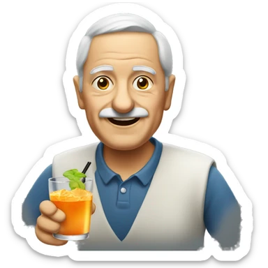 Old man drinking cocktail sticker
