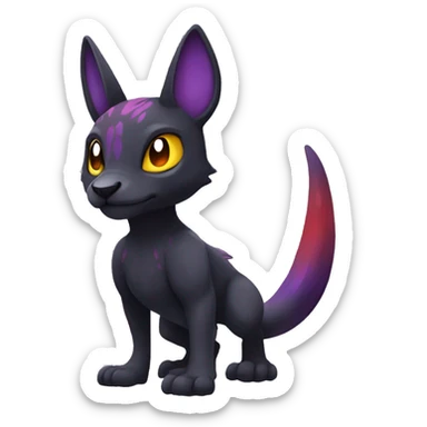 Cute cool dark black red purple yellow animal hybrid Fakemon full body sticker