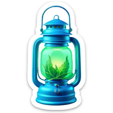 3D render of Lantern Fruit, bioluminescent deep sea style, glowing neon blue and green lights, dark background to contrast the glow, translucent organic textures. sticker