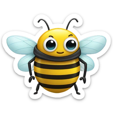 a bee with an alarm clock in both hands sticker