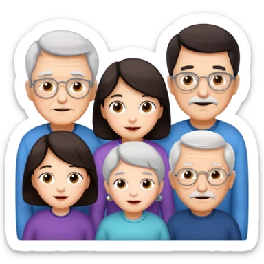 All white grandma and grandpa with 2 girls and 2 boys. The kids should have dark hair sticker