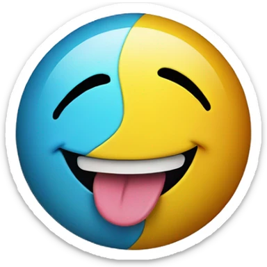 smiley face with tongue sticking out between peace sign sticker