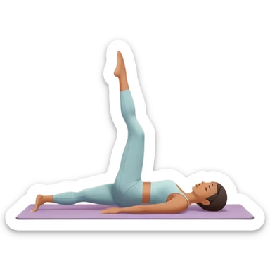 A person performing a Pilates exercise on a mat in a clean, modern studio. The focus is on core strength and flexibility, with a neutral, calming color palette. Simple equipment like a reformer machine and a soft, tranquil background enhance the feeling of controlled movement and focus. sticker