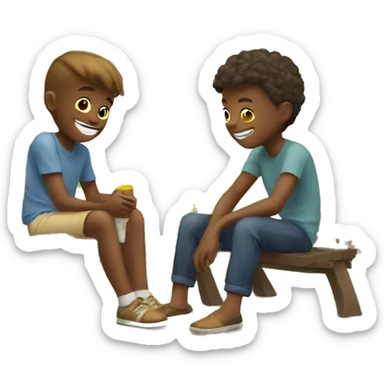 boys enjoying outdoor sunshine backyard  sticker