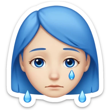 mix of these two 🥺☺️ but make it classic orginal emoji not woman or man face and without hearts and a little bit sad but still smile, make the drops blue like cry sticker