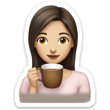 Brunette girl sipping tea white skin sticker