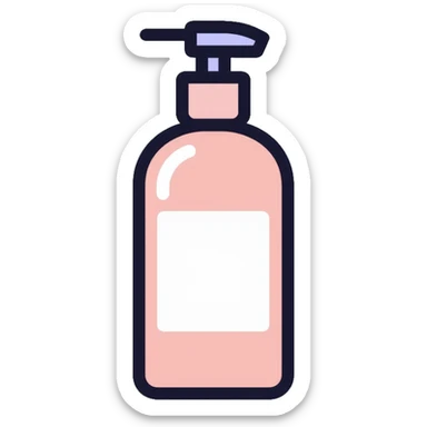 Facial cleanser pump bottle, minimalist, rounded, soft pastel colors, SOS skin care sticker