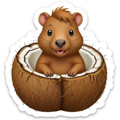Make a capybara in a coconut sticker