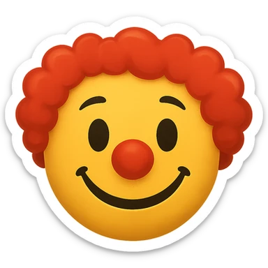 yellow face with red clown wig, digital illustration sticker