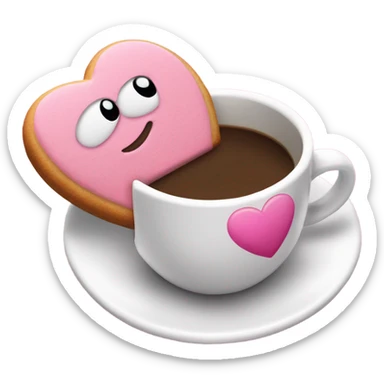 I want you to add the coffee cup emoji ☕️ next to this pink heart emoji💖 and the cookie chip emoji🍪 sticker
