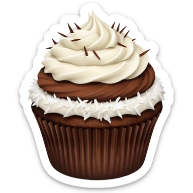 Chocolate cupcake with coconut frosting & coconut flakes sticker