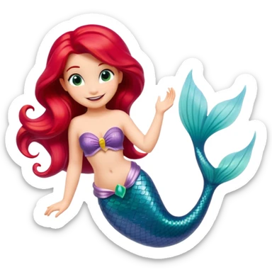 Isolated, detaile illustration of the most incredibly adorable Disney mermaid Ariel 
figurine imaginable, toy style. sticker