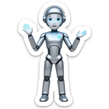 holographic figure AI agent helping people sticker