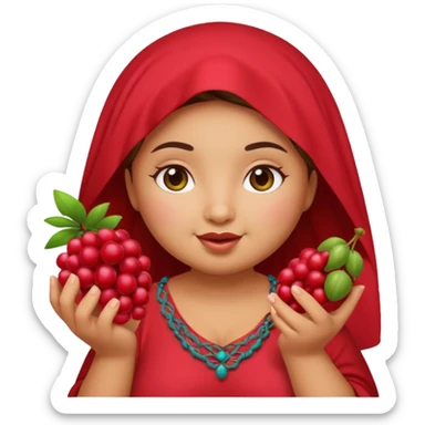 Cute emoji female chubby with a berry she is tan and moroccan  sticker