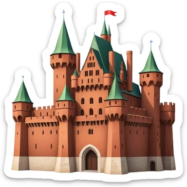 Cinematic Realistic Malbork Castle Landmark Emoji, depicted as an imposing medieval fortress rendered with rich detail and dramatic, historic lighting. sticker