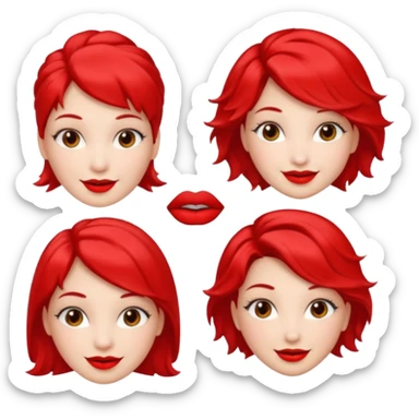 woman red lips, deifferent hair styles. sticker