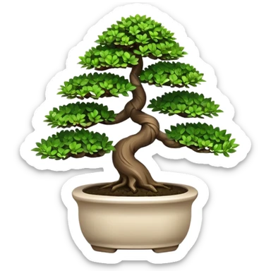 Bonsai Tree – Miniature tree in small pot, trimmed carefully. sticker