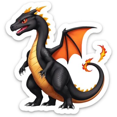 Obsidian-Black lanky elegant evil badass handsome cool beautiful Shiny-Charizard-Salazzle-Seviper-Salandit-fusion sticker