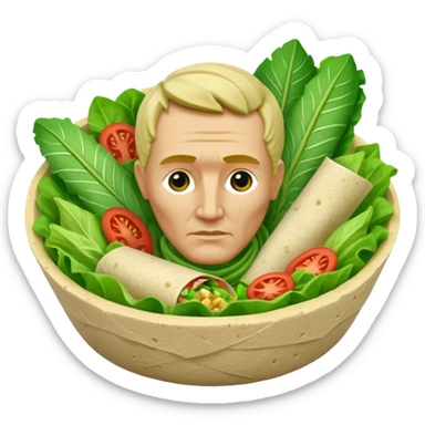 Julius Caesar statue inside salad wrap sticker