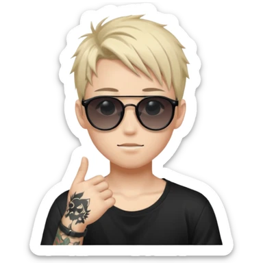 anime boy with tattoo in black sunglasses sticker