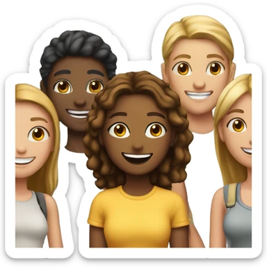 smiling girl with friends outdoors no girl sticker