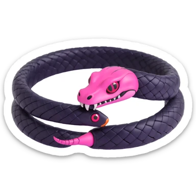 3D gothic snake bracelet with pink eyes, coiled and mysterious sticker