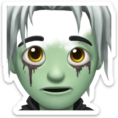 boy zombie with black hair emo creepy medium long hair scary sticker