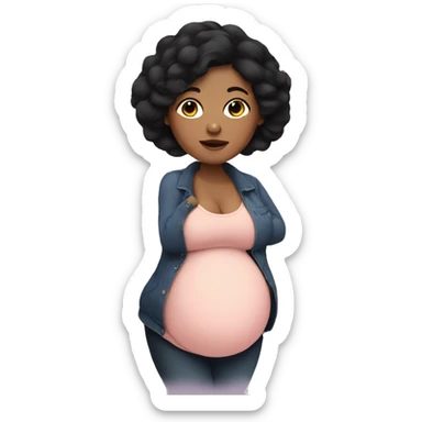 Chubby pregnant woman with black hair sticker