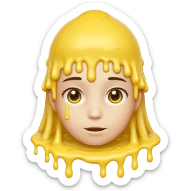 still person, neutral mood, yellow slime on their head, iOS Genmoji style sticker