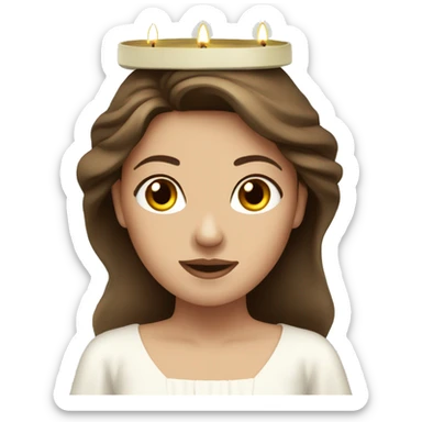 brown haired women with white gown and candle olive crown sticker