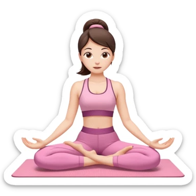 white brunette girl in light pink workout clothes stretching yoga mat sticker