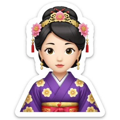 Japanese Princess with kimono in ceremonial robe sticker