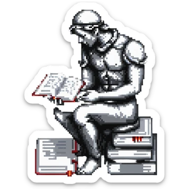 icon representing philosophy, such as a thinker statue or open book sticker