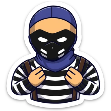 classic robber with mask and striped shirt sticker