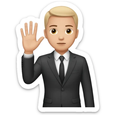 The businessman extends his hand to the side, as if he is about to give something. sticker