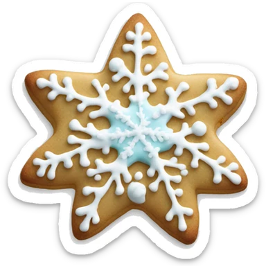 Create a smiley Christmas cookie in the shape of a star or snowflake. The cookies are decorated with white icing and sprinkled with colored sugar. It should look appetizing and festive sticker