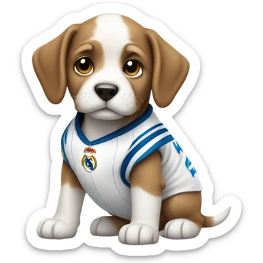 Dog puppy in Real Madrid jersey  sticker