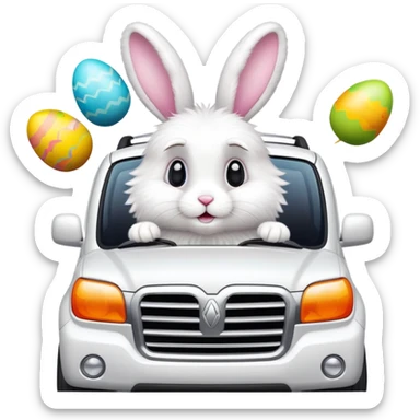 Easter rabbit driving a suv sticker