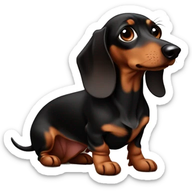Frowning mini black and brown dachshund  sticker
